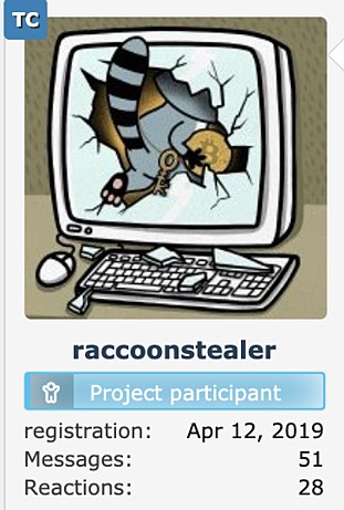 Одно из первых упоминаний стилера Raccoon на подпольных форумах