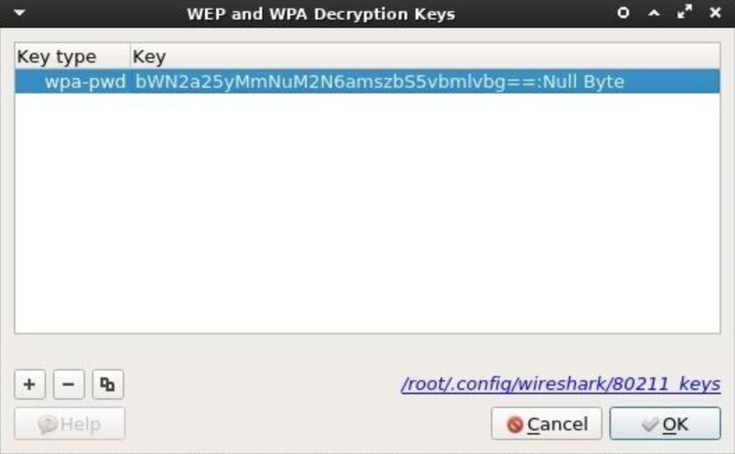 Установленные ключи дешифрования для конкретной сети Wi-Fi в Wireshark